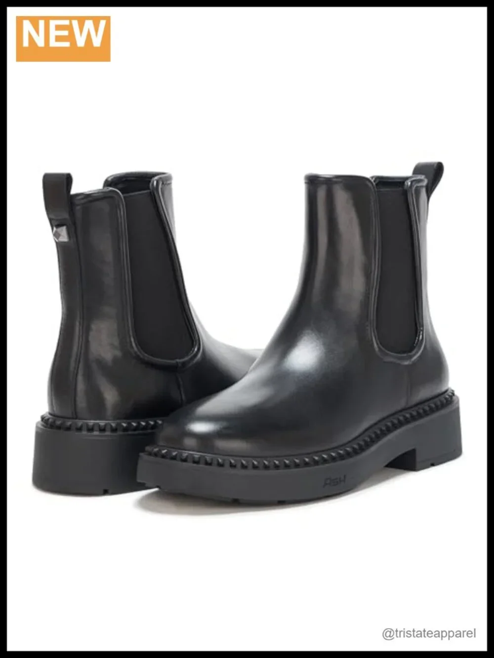 Leather Chelsea Ankle Boots Slip-On Block Heel